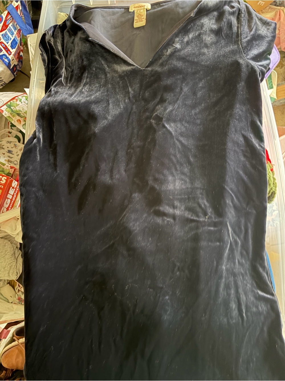 Velvet V-Neck Dress in Deep Blue